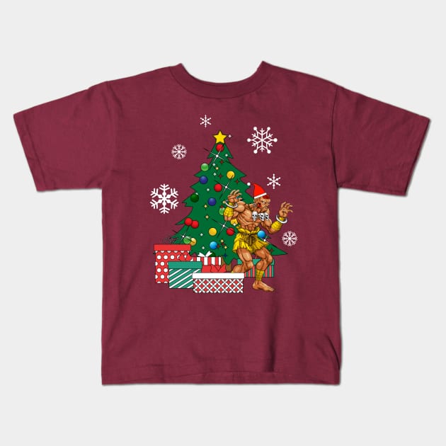 Dhalsim Around The Christmas Tree Street Fighter Kids T-Shirt by Nova5